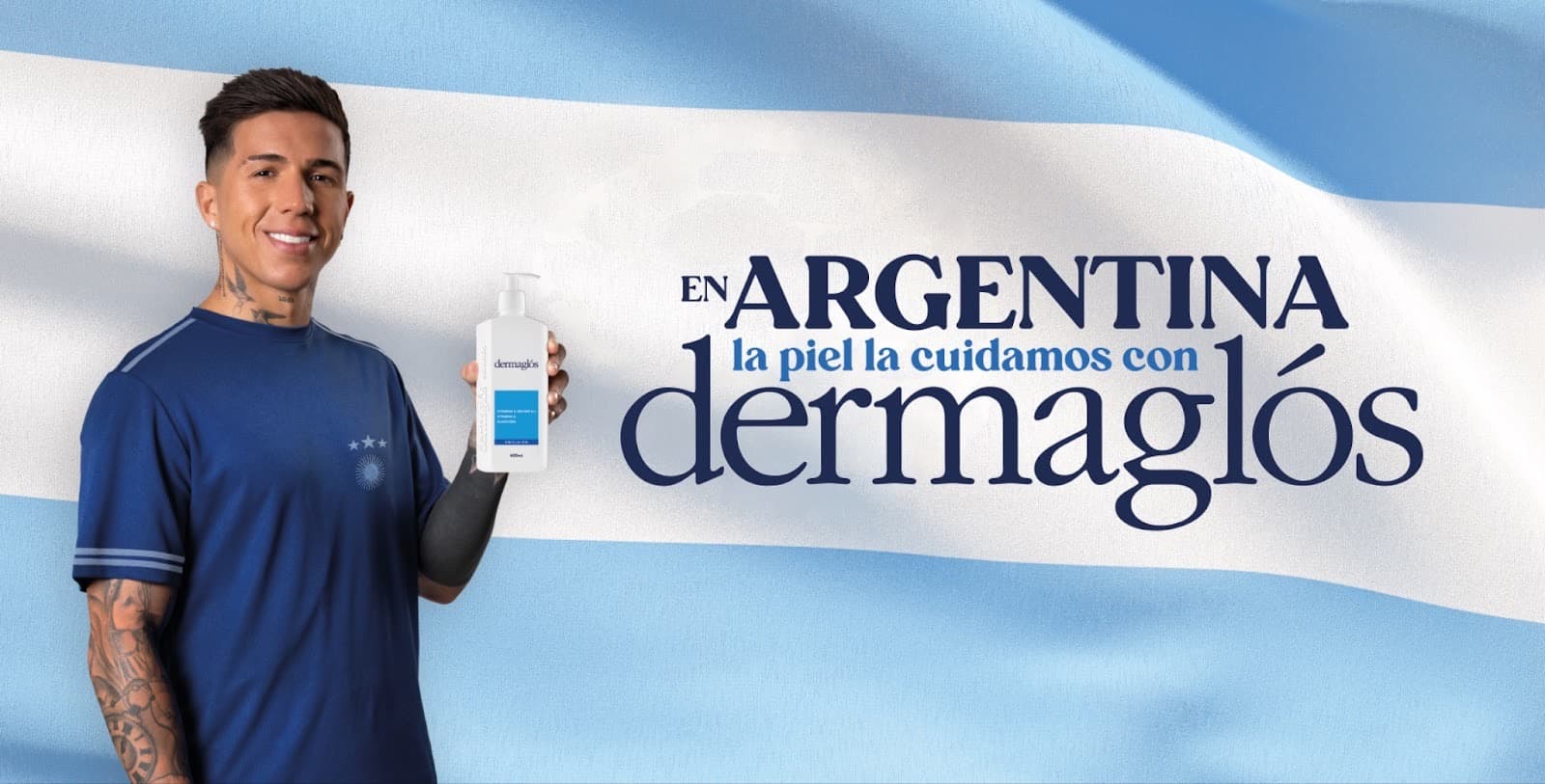 Enzo Fernández, embajador de Dermaglós